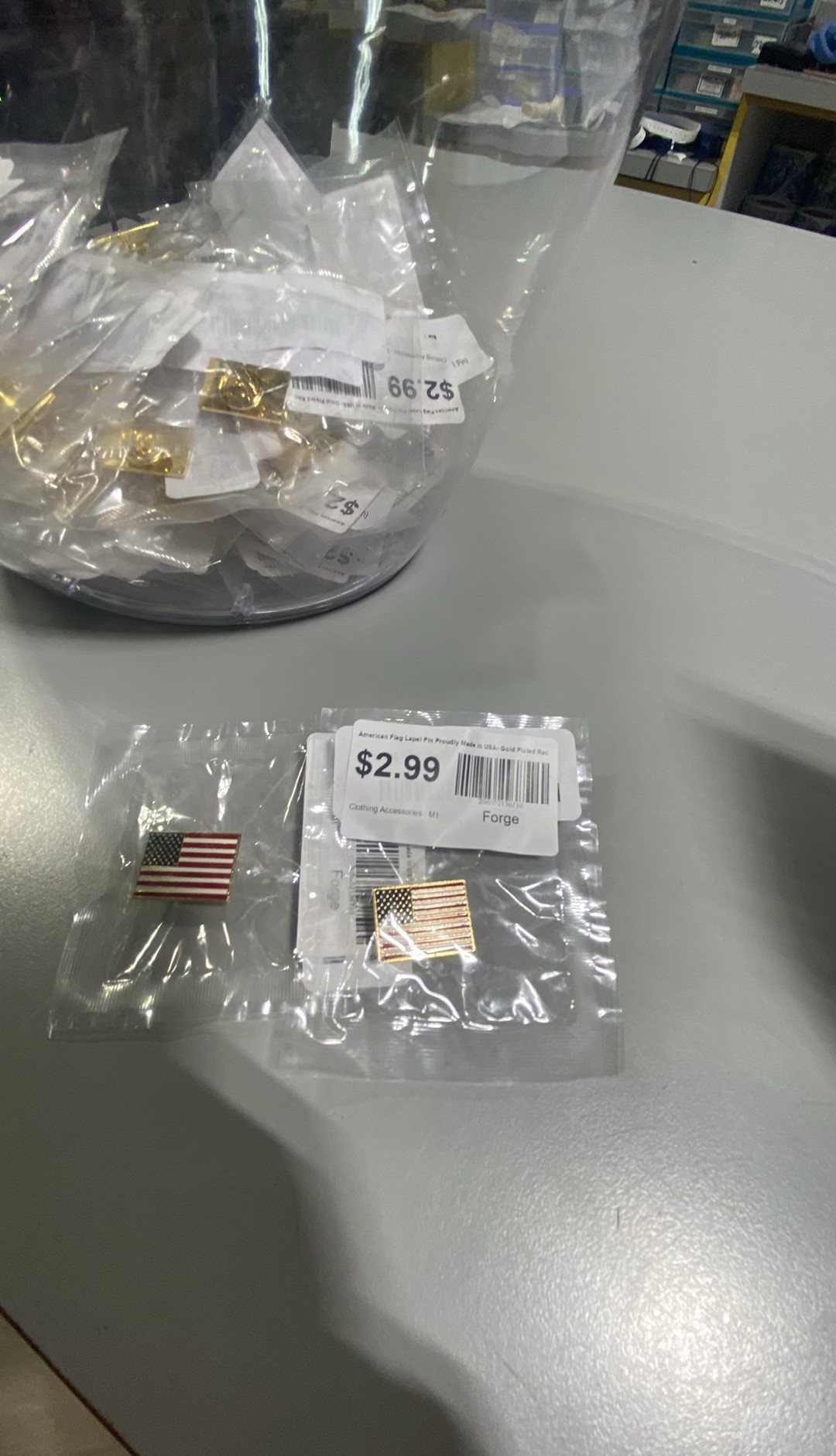 Forge American Flag Lapel Pin Proudly Made in USA- Gold Plated Rectangle Bulk (1 Pin)