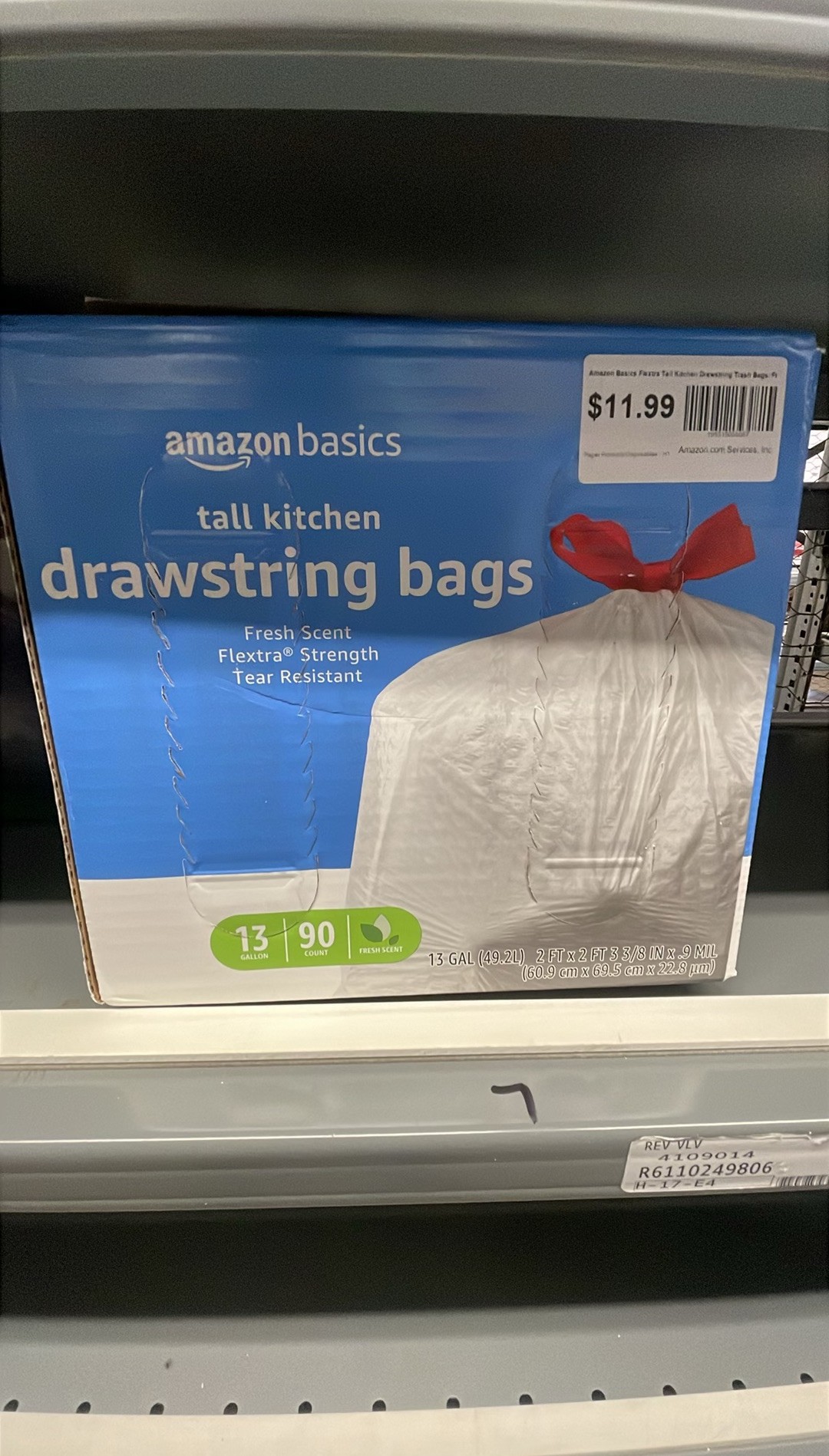 Amazon Basics Flextra Tall Kitchen Drawstring Trash Bags, Fresh Scent, 13 Gallon, 90 Count (B092VQDGWL)