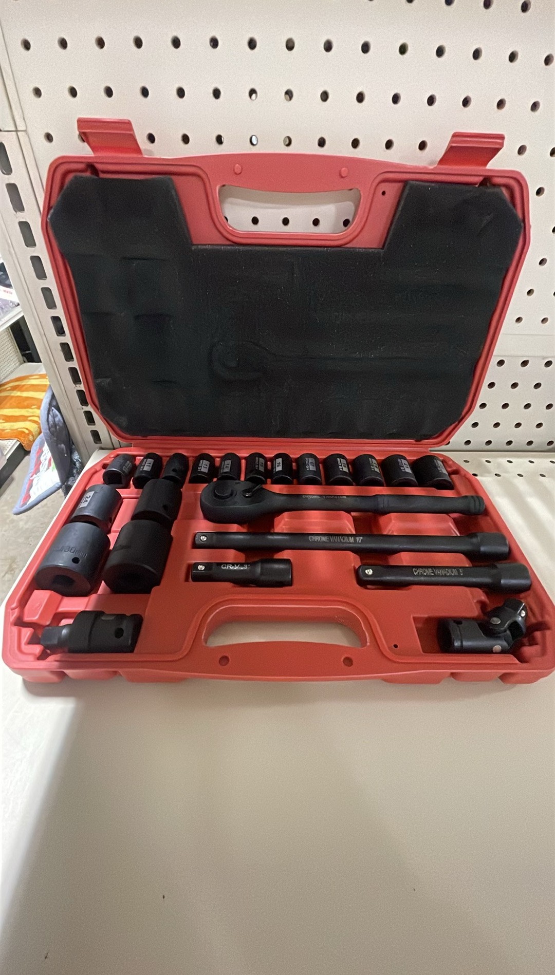 SEKETMAN 22PCS 1/2Drive Shallow Impact Socket Set,1/2-Inch Metric Socket Set,(10-19,21,22,24,27,30,32mm)6 Point,CR-V steel,Includes Extension Bar,Universal Joint and Ratchet Handle