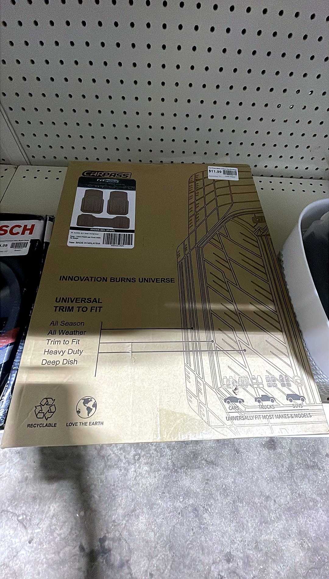 CAR PASS Car Floor Mats 3-Piece Set All Beige