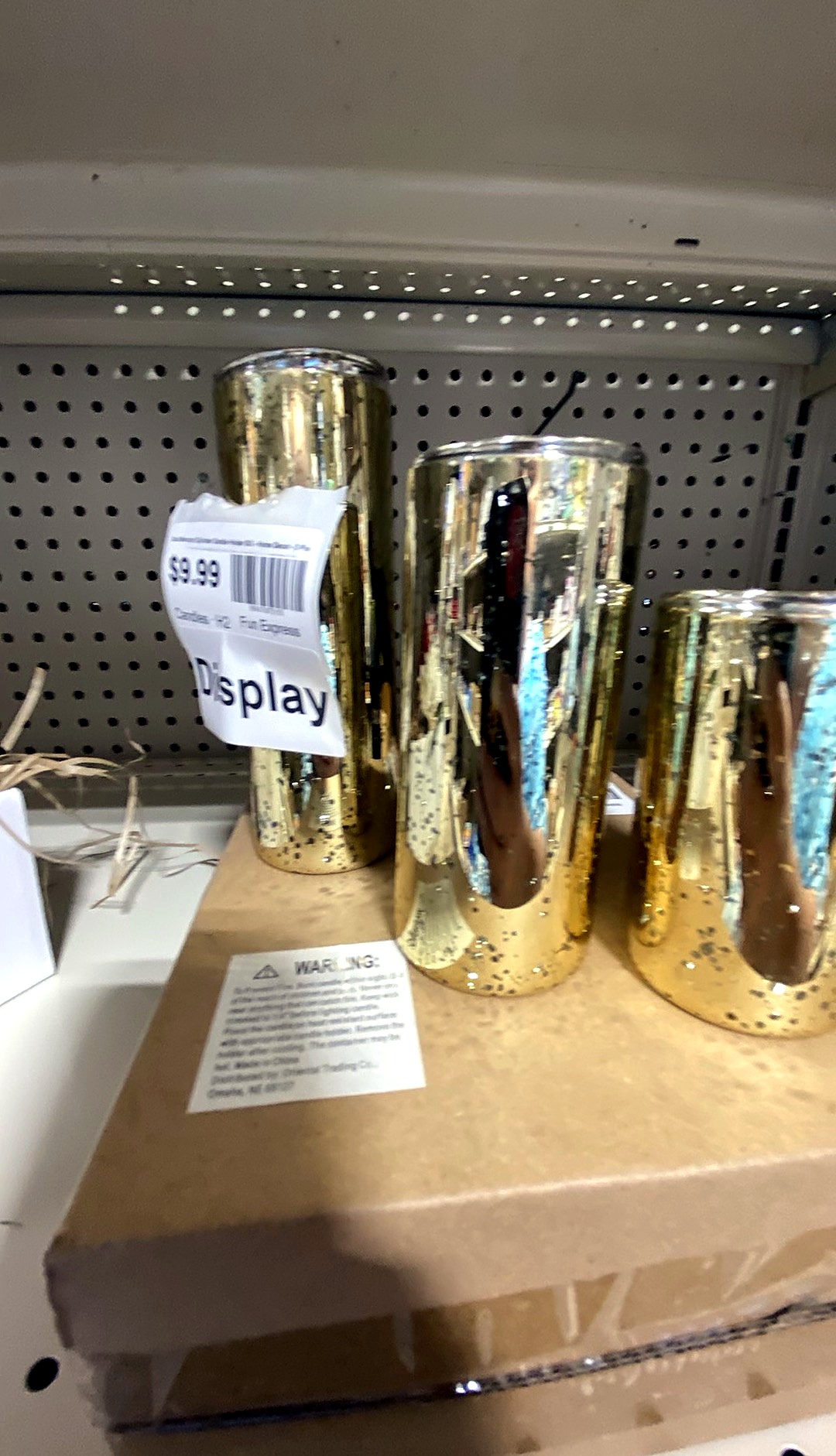 Gold Mercury Cylinder Candle Holder S/3 - Home Decor - 3 Pieces