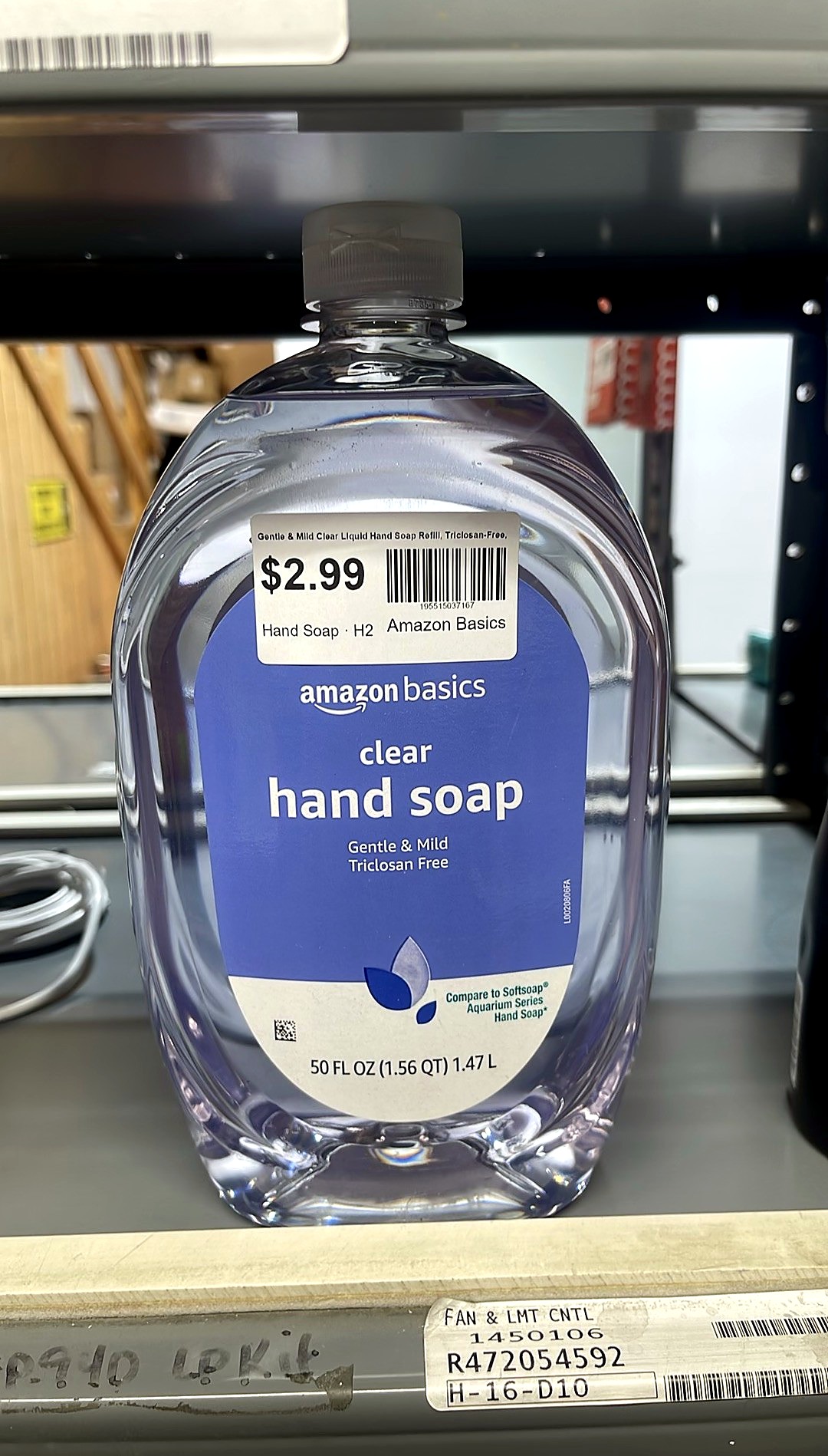 Amazon Basics Gentle & Mild Clear Liquid Hand Soap Refill, Triclosan-Free, Dermatologist-Tested, pH Balanced, Cruelty-Free, 50 Fluid Ounces, 1-Pack (Previously Solimo)