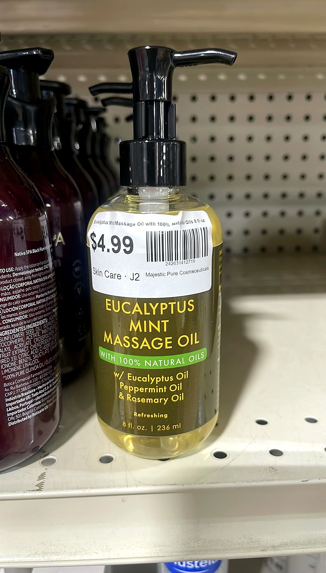 Eucalyptus Mint Massage Oil with 100% Natural Oils 8 fl oz