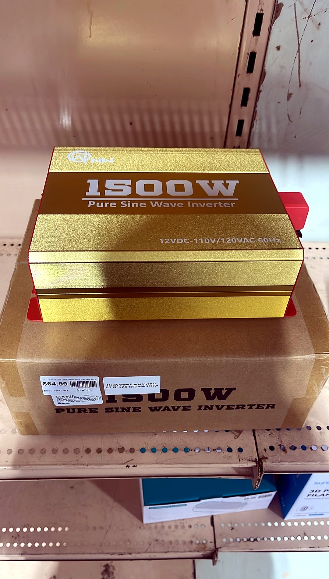 1500W Pure Sine Wave Power Inverter, DC 12 to AC 120V with 3000W Surge, LCD Display, Remote Control, 2 USB Ports & 3 AC Outlets