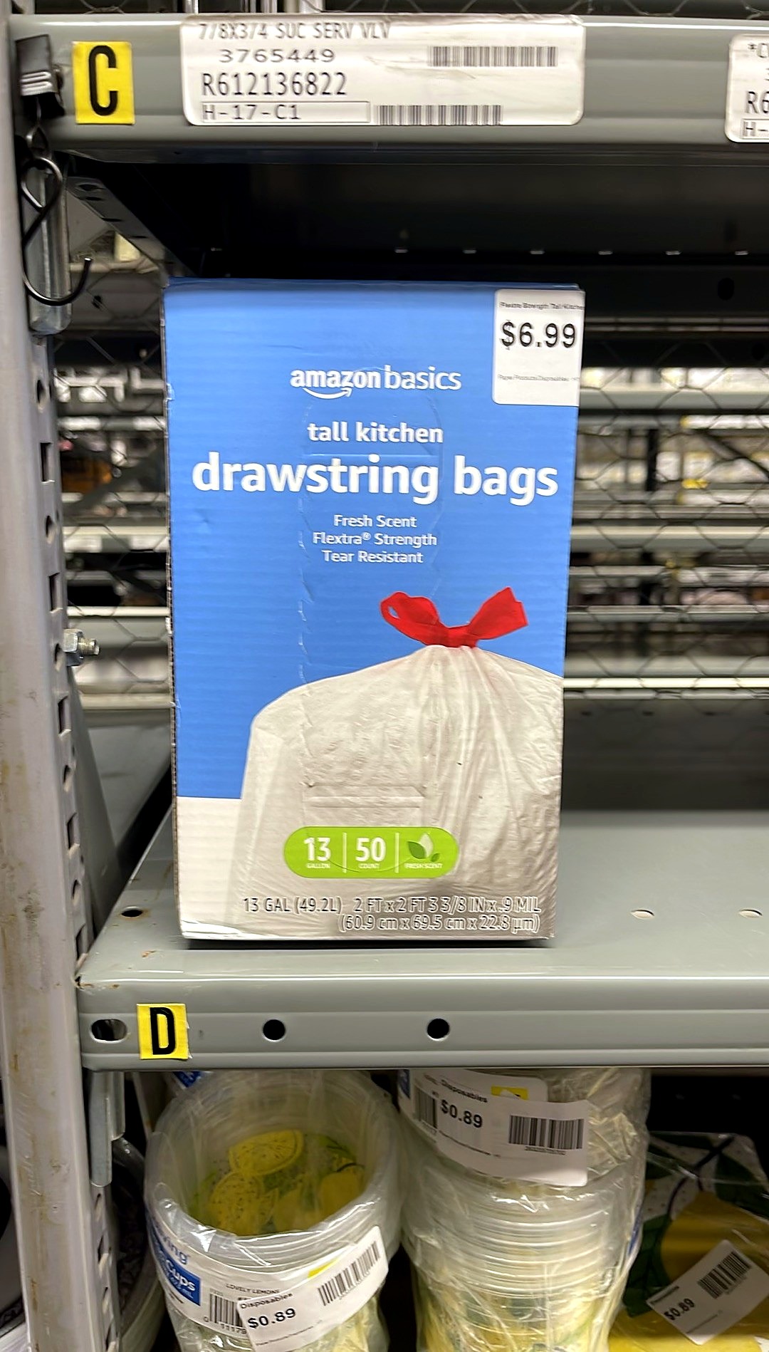 Amazon Basics Flextra Strength Tall Kitchen Drawstring Trash Bags, Fresh Scent, Tear Resistant, 13 Gallon, 50 Count