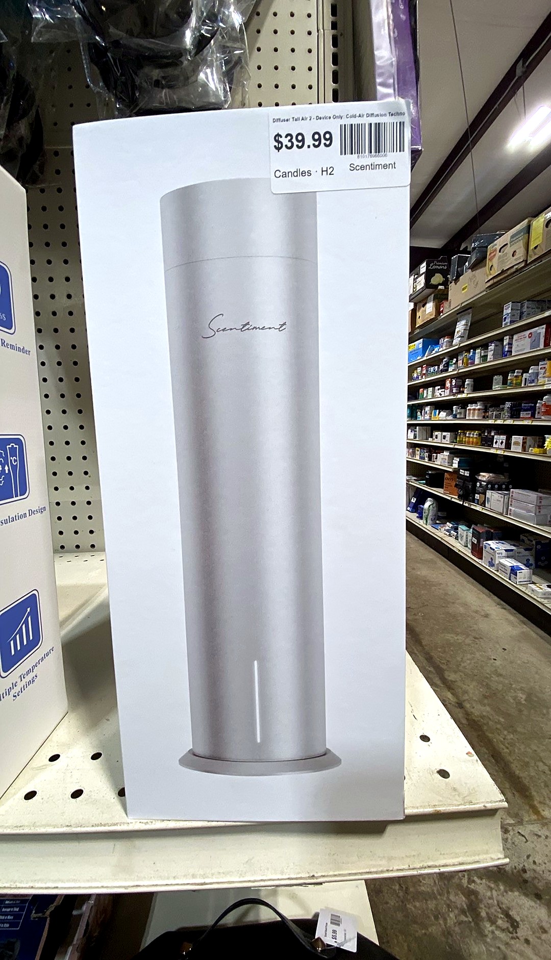Scentiment Diffuser Tall Air 2 - Device Only: Cold-Air Diffusion Technology with Wi-Fi & Touch Controls  Rechargable Battery  Covers 1000 Sqft - Silver
