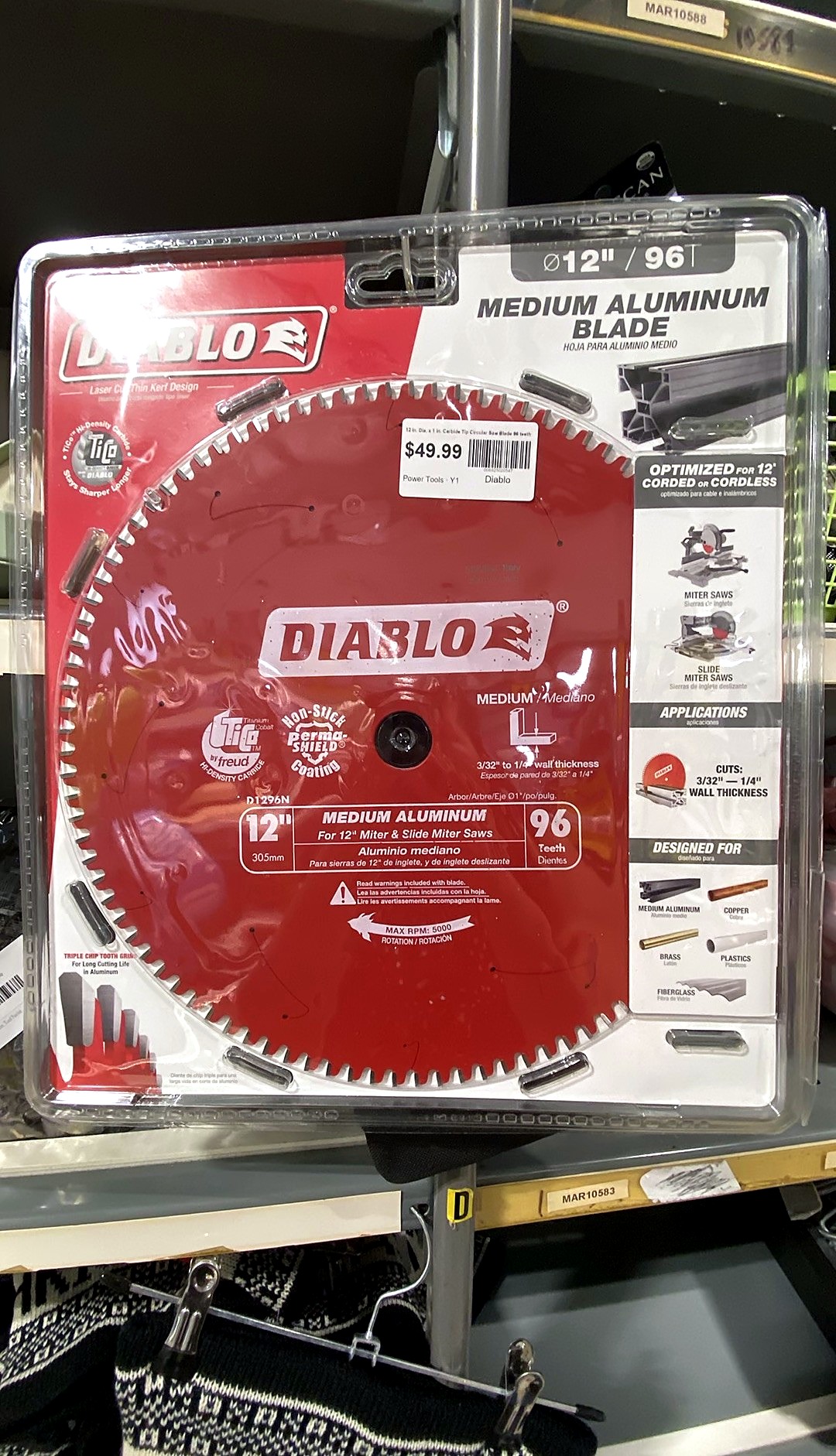 Diablo 12 in. Dia. x 1 in. Carbide Tip Circular Saw Blade 96 teeth 1 pk