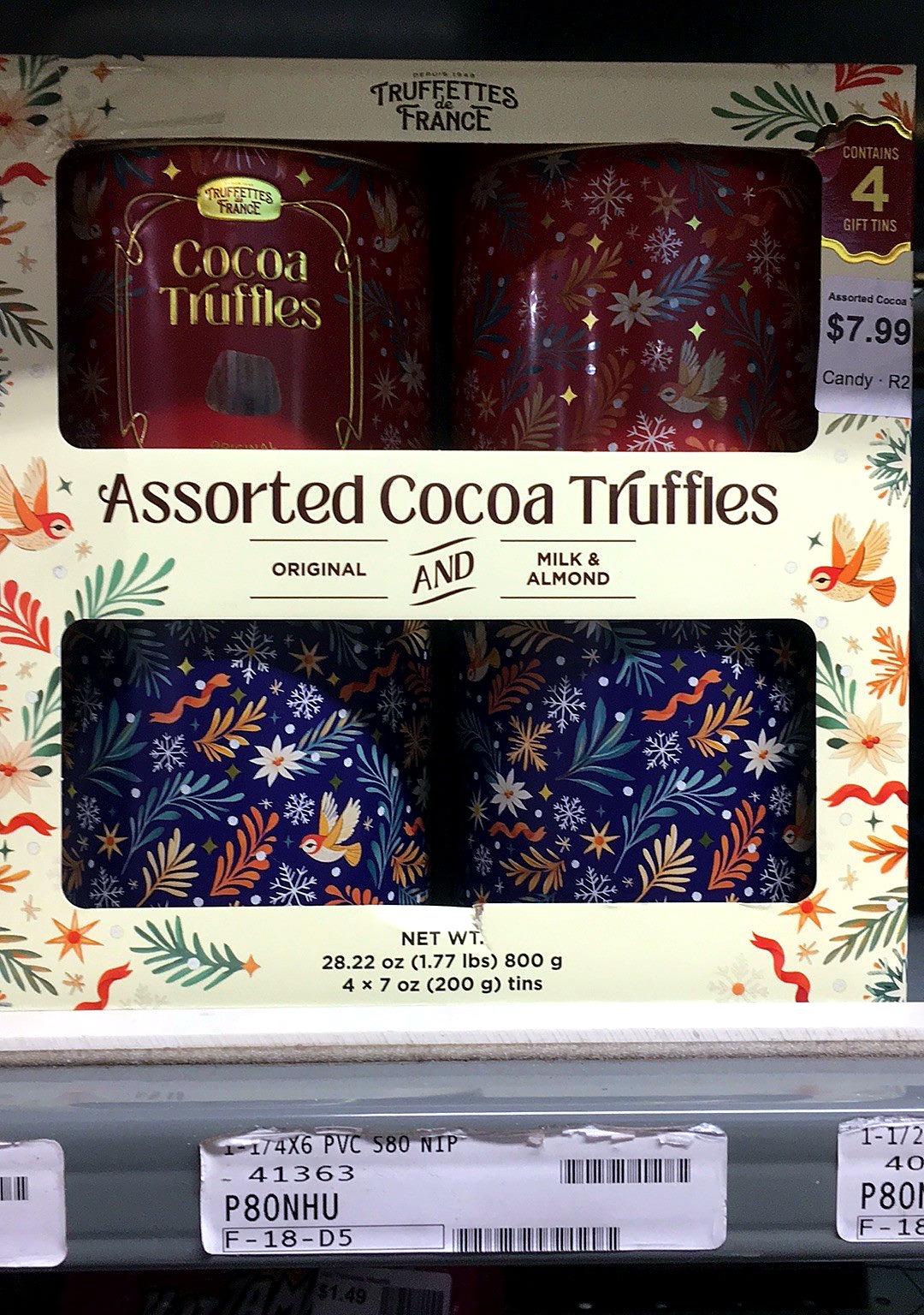 Assorted Cocoa Truffles - Original and Milk & Almond, 4 Gift Tins, 28.22 oz