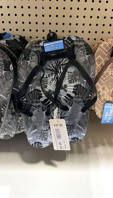 Men's Gray Tropical Leaves Flipflop Size Small