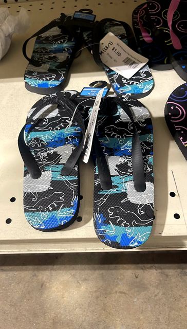 Boy's Dinosaur Flip-Flops Size Medium
