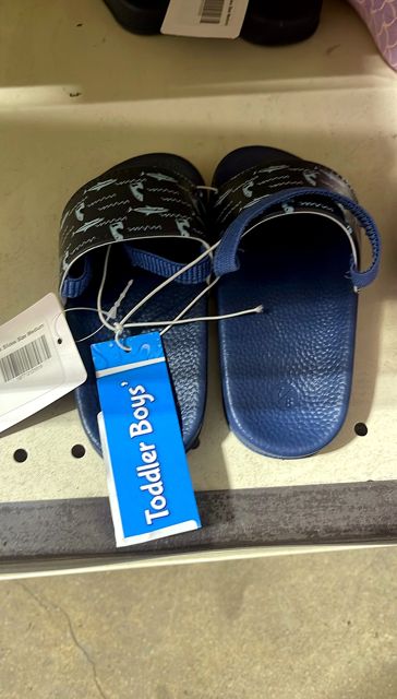 Toddler Boy's Blue Shark Slides Size Medium