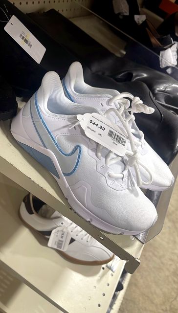 Women's White and Blue Running Shoes Size 5.5