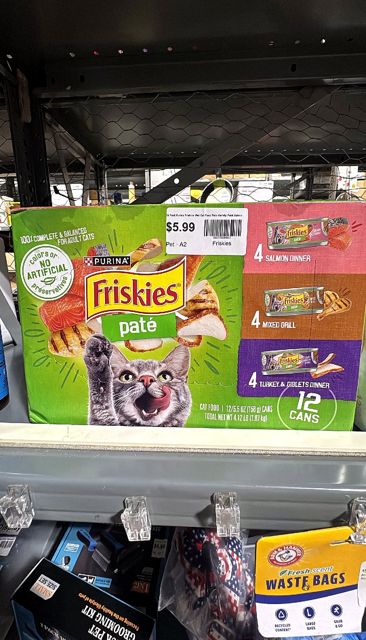 12 Pack Purina Friskies Wet Cat Food Pate Variety Pack Salmon Dinner  Turkey and Giblets Dinner and Mixed Grill