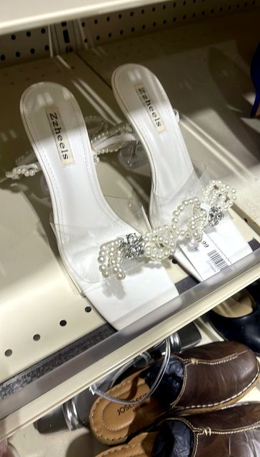 Women's White Ankle Pearl Studded Strap Mules Size 9