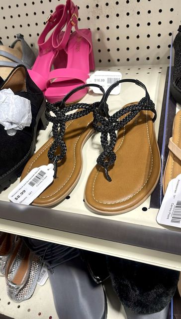 Women's Black and Tan Sandals Size 6.5