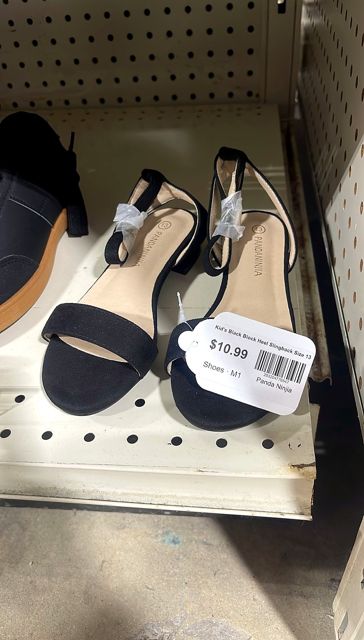 Kid's Black Block Heel Slingback Size 13