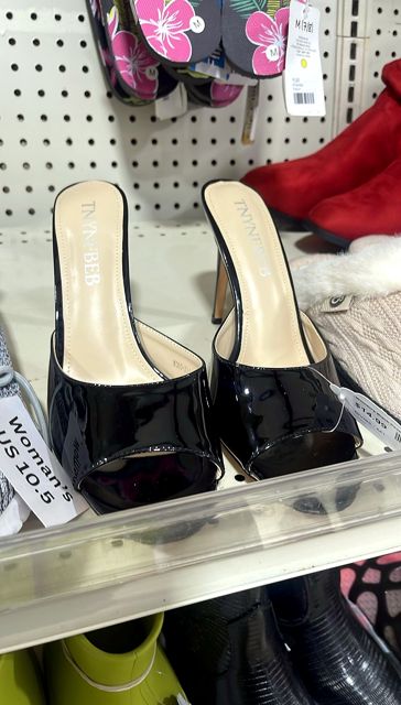 Women's Black Peep Toe Mule Size 11
