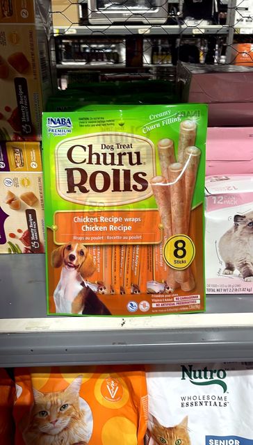 Churu Rolls for Dogs Chicken Recipe wraps Chicken Recipe (Soft Baked Chicken Filled with Churu Puree) 24 tubes (8 packs of 3 tubes)