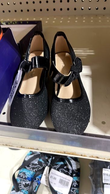 Kid's Sparkly Black Mary Janes Size 11