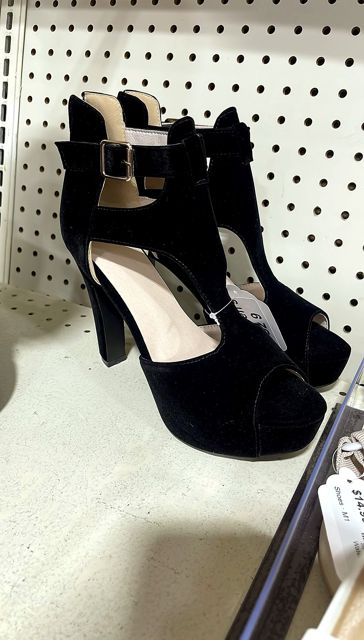 Women's Platform Wedge Heeled Sandals, Peep-Toe Dress Shoes (Black, Size 9)