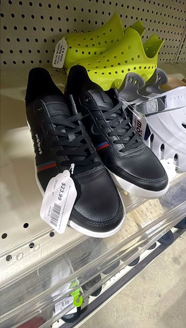 Men's Leather Running Sneakers Black and White Size 7.5