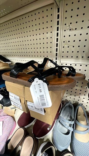 Strappy Black and Brown Sandals Size  6.5