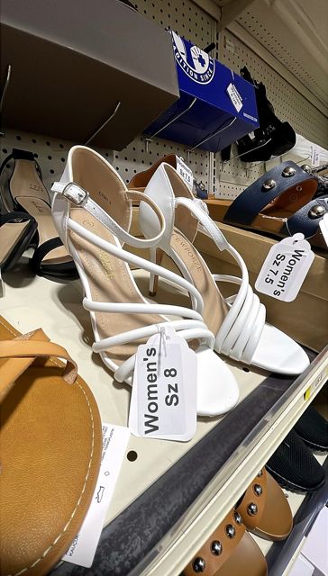 Women's Strappy White Cross Strap Heels Size 8