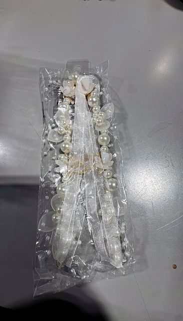 Metal floral beaded halo
