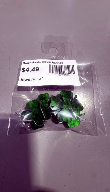 Green Resin Clover Earings