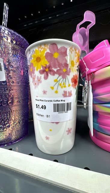 Floral Pink Ceramic Coffee Mug