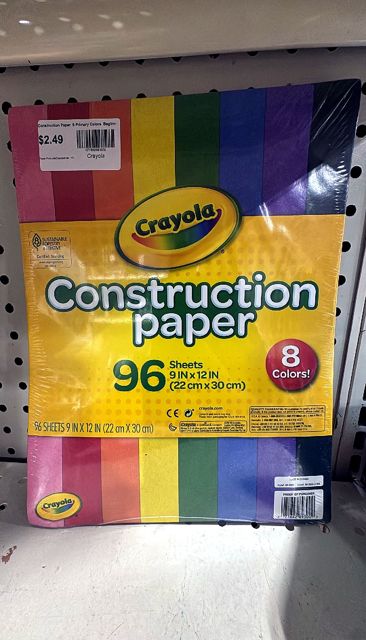 Crayola Construction Paper  8 Primary Colors  Beginner Child  96 Pieces