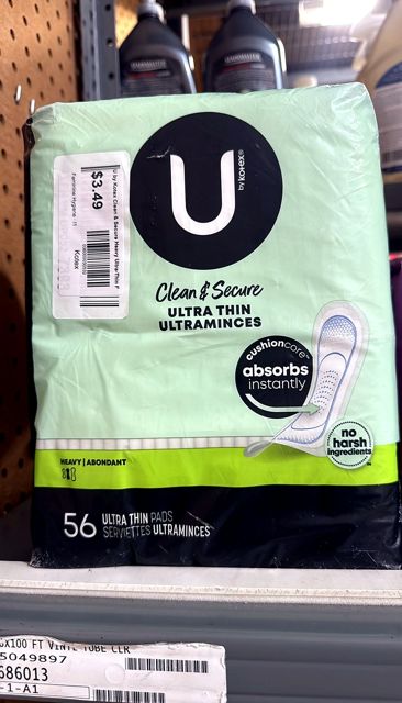 U by Kotex Clean & Secure Heavy Ultra-Thin Feminine Fragrance Free Pads - Unscented - 56ct