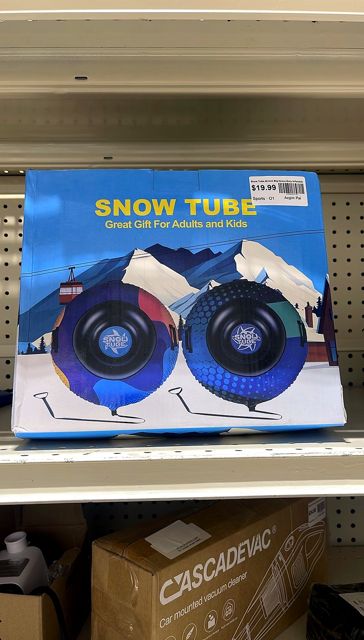 Snow Tube,48 Inch Big Heavy-Duty Inflatable Snow Sled with Premium Canvas Cover for Kids Adults,Thickened Hard Bottom Sleds for Snow with Detachable Tow Strap,Winter Outdoor Fun Snow Toys Gifts