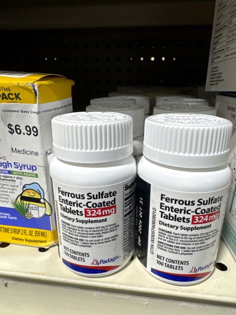 Ferrous Sulfate 324mg Enteric-coated Red Tablets 100count