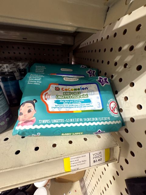 Cocomelon Aloe Vera and Chamomile Baby Wipes 72-Count