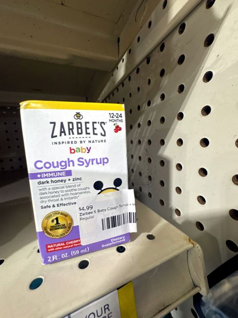 Zarbee S Baby Cough Syrup + Immune with Honey & Zinc Cherry 2 Oz