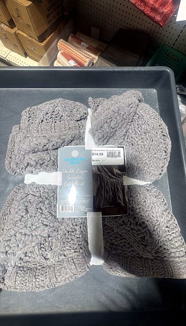Double Layer Sweater Cable Knit Throw 50 in. x 60 in. Gray