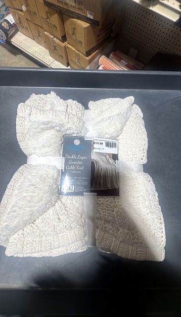 Double Layered Sweater Cable Knit Throw 50 in. x 60 in. White