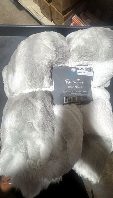 Faux Fur Blanket 90 in. x 90 in. White/Gray