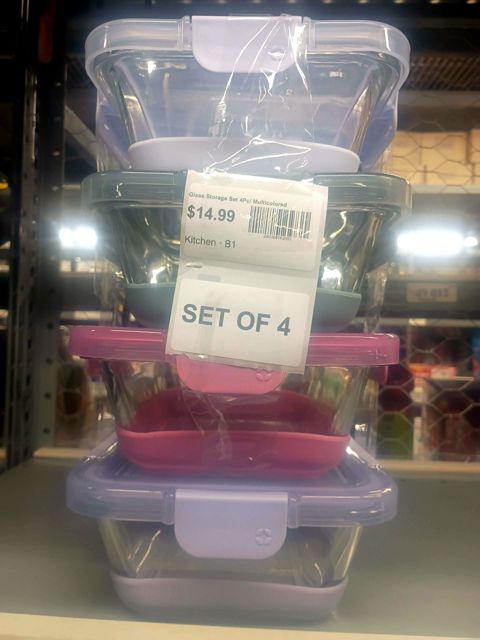 Glass Storage Set 4Pc/ Multicolored