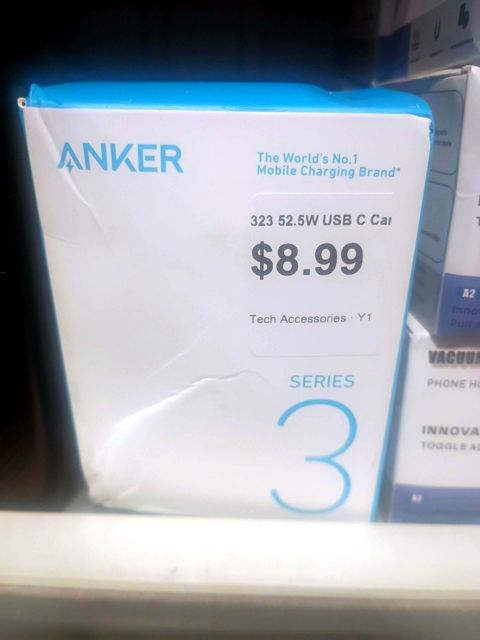 Anker 323 52.5W USB C Car Charger with 30W PowerIQ 3.0 Fast Charging