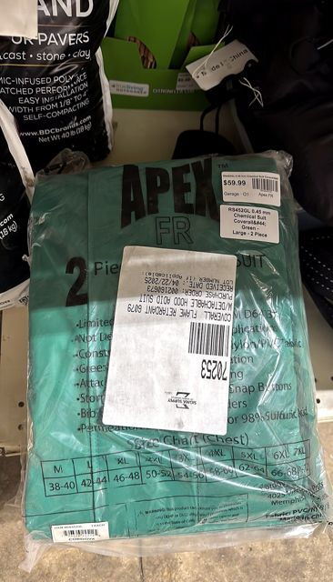 RS452GL 0.45 mm Chemical Suit Coverall, Green - Large - 2 Piece