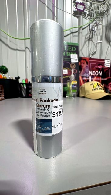 Sun Coast Sciences - Total Package Serum - Vitamin C Serum with Hyaluronic Acid & Peptides for Face - Hydrating Anti Aging Face Serum for Smoother, Firmer Looking Skin - 1 Fl Oz (Pack of 1)