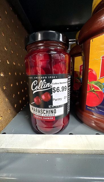 Collins Stemless Maraschino Cherries, Garnish for Cocktails, Desserts, Manhattans, and Old Fashioned, Gourmet Snacking Cherries for Home and Bar, 10oz