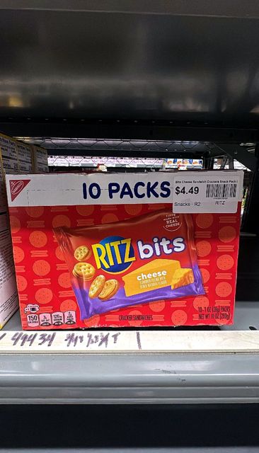 RITZ Bits Cheese Sandwich Crackers Snack Pack Lunch Snacks - 10ct