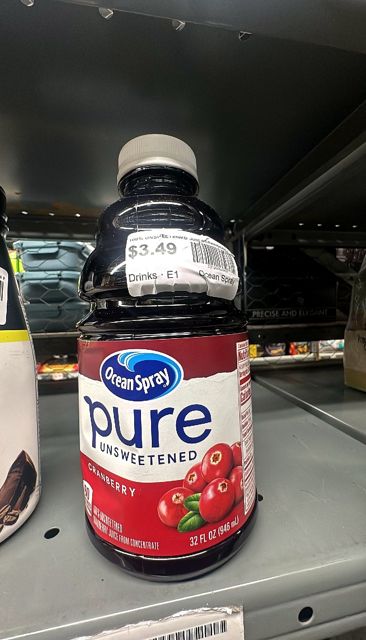 100% UNSWEETENED JUICE, CRANBERRY