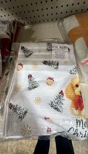 FISWAFY Poodle Christmas Kitchen Towels, Gifts for Poodle Lovers Dish Tea Towels, Merry Christmas Tree Snowflake Dog Decorative Hand Towel for Kitchen Bathroom Decor, 16x24 Inch Set of 2