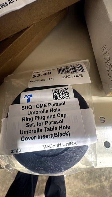 SUQ I OME Parasol Umbrella Hole Ring Plug and Cap Set, for Parasol Umbrella Table Hole Cover Insert(Black)